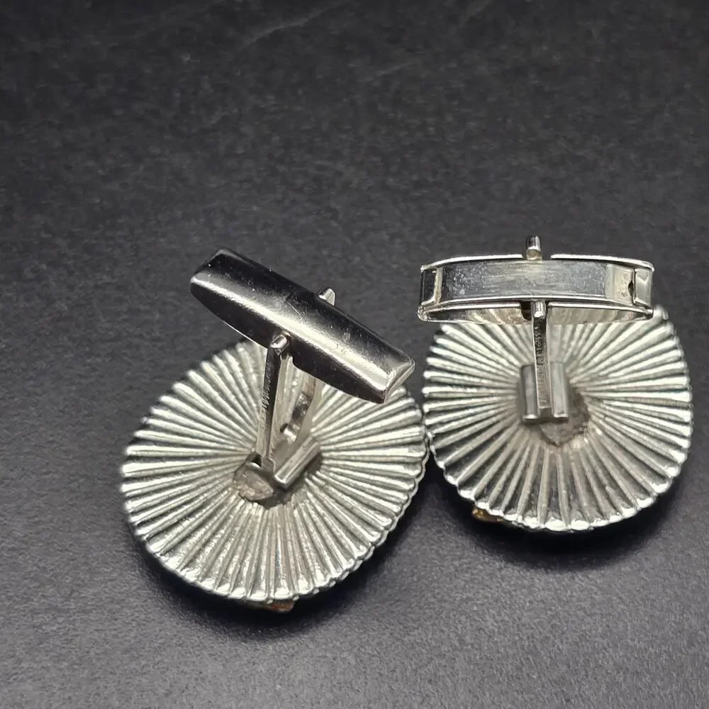 Vintage Rhinestone Camel Cuff Links Gold Tone Silver Tone